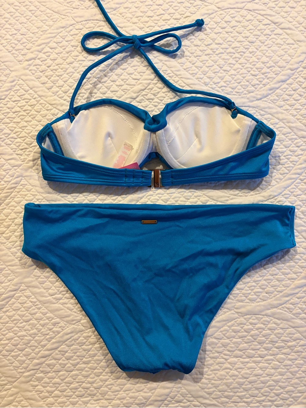 Victoria's Secret Vibrant Blue/Teal Twist Bandeau Bikini- EUC- Size Small - Picture 3 of 8